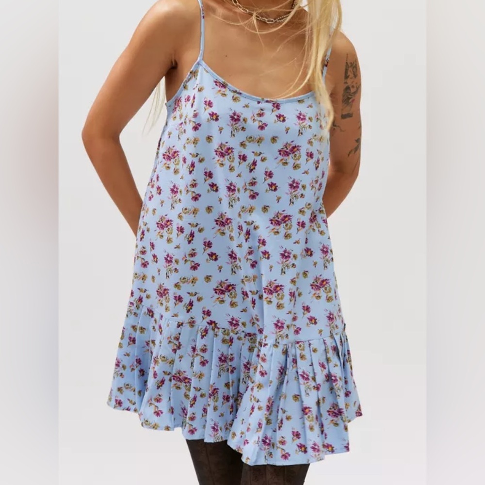 Urban Outfitters Light Blue Floral Slip Dress